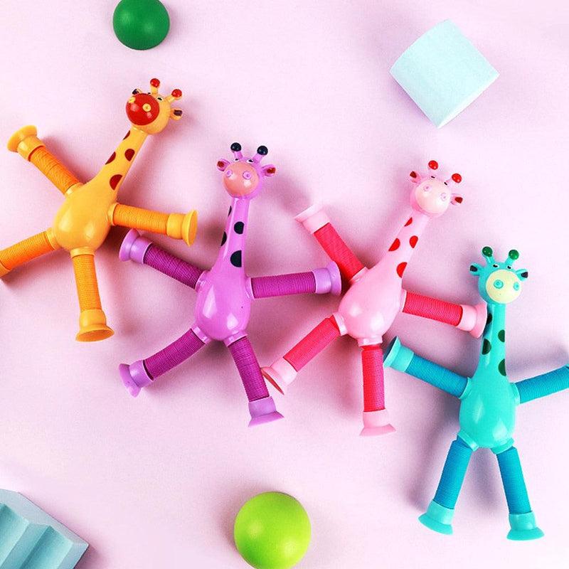 Children's Suction Cup Toy Pop-up Telescopic Giraffe Tube Squeeze Anxiety Toy Children's Squeeze Toy