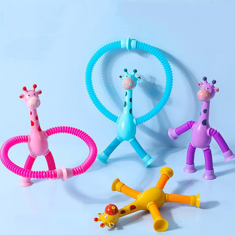 Children's Suction Cup Toy Pop-up Telescopic Giraffe Tube Squeeze Anxiety Toy Children's Squeeze Toy