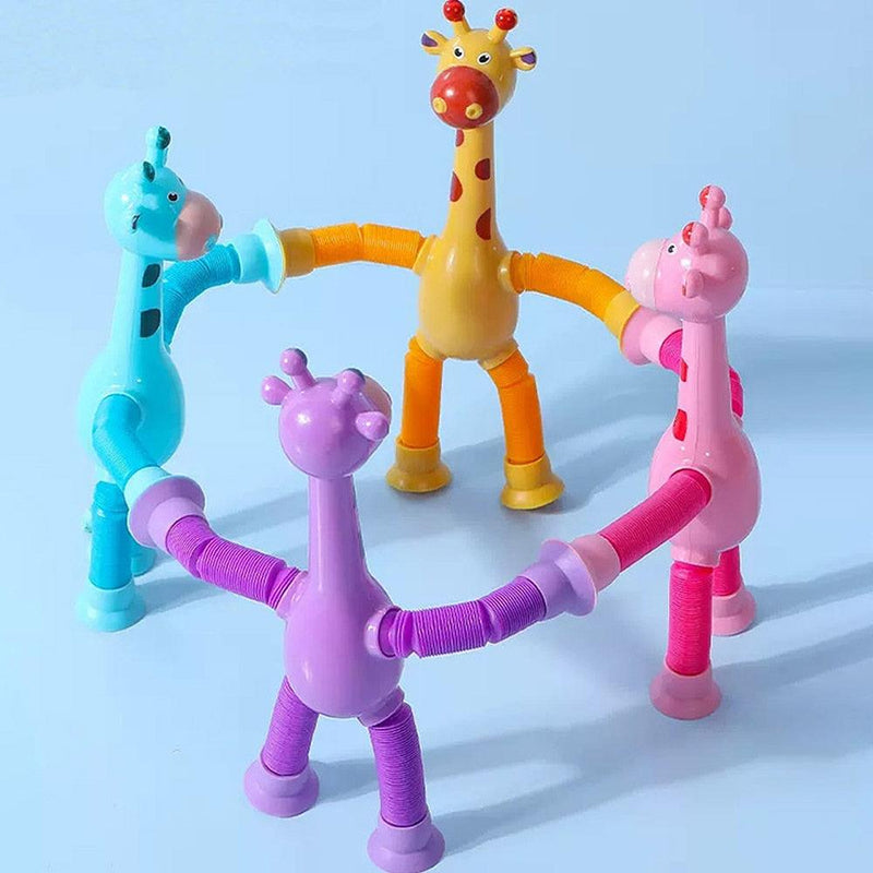 Children's Suction Cup Toy Pop-up Telescopic Giraffe Tube Squeeze Anxiety Toy Children's Squeeze Toy