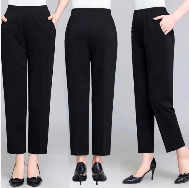 pantalones rectos con cintura elástica