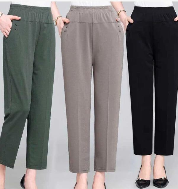 pantalones rectos con cintura elástica