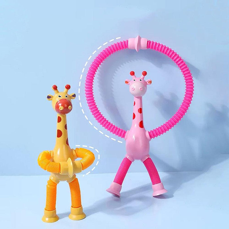 Children's Suction Cup Toy Pop-up Telescopic Giraffe Tube Squeeze Anxiety Toy Children's Squeeze Toy