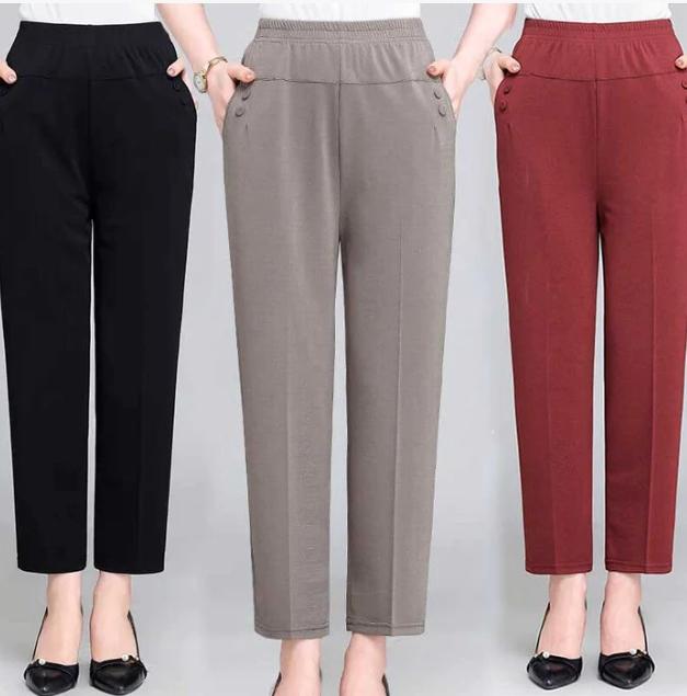 pantalones rectos con cintura elástica